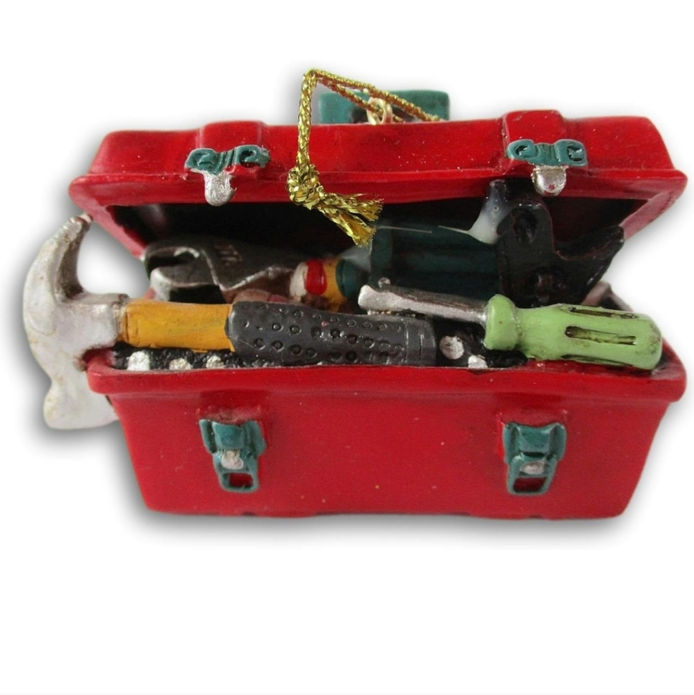 New Red Toolbox Resin Christmas Tree Ornament
